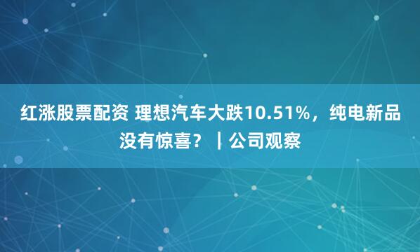 红涨股票配资 理想汽车大跌10.51%，纯电新品没有惊喜？｜公司观察